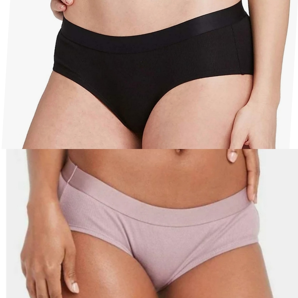 2 Pair Comfort Ribbed Hipster Underwear